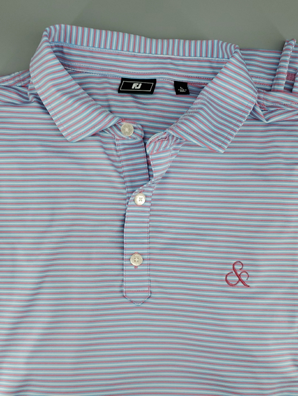 FootJoy Striped Polo in Light Blue & Pink